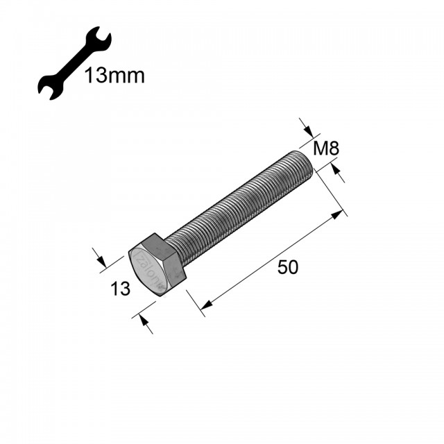 HEXAGON HEAD STEEL BOLT M8x50